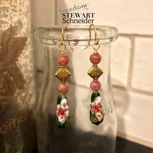 Cloisonné gemstone earrings